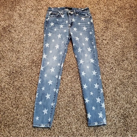 Judy Blue Jeans 9/29 Skinny Fit Star pattern rodeo 4th of July star print jeans - Picture 2 of 7